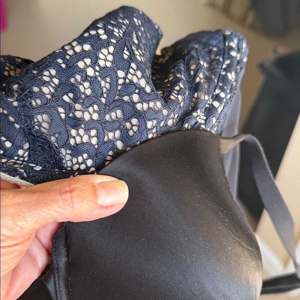 Cacique Midnight Blue Lace Sexy Lightly Lined Bra, Size 46DDD. - Picture 8 of 8